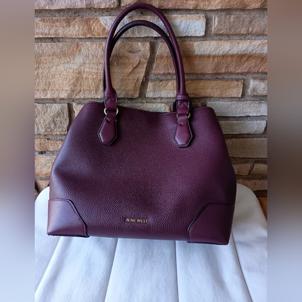 Vintage 90s Y2K NINE WEST Large Vegan Leather Satchel Bag Handbag Crossbody